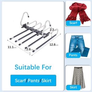 Magic Foldable 5-Tier Stainless Steel Pants Hangers Organizer with Space-Saving Design for Wardrobe Bathroom & Living Room - Product Image 6