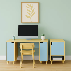 Olly ชุดโต๊ะคอมพิวเตอร์แบบปรับได้จากไม้ E0สไตล์นอร์ดิกตู้ด้านข้างเฟอร์นิเจอร์สำนักงานบ้านสำหรับเด็ก - Product Image 3