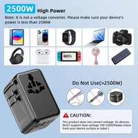Worldplug 140W PD chargeur mural GaN à charge super rapide avec 3 ports USB de type C et 2 ports adaptateur de voyage universel pour écouteurs ordinateur portable