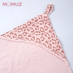 <span class=keywords><strong>Accappatoio</strong></span> in garza di cotone con cappuccio per neonati, asciugamano assorbente da bagno con motivo a lettere - Product Image 3