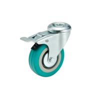 Roue pivotante à plaque supérieure légère de 3 pouces avec frein, roue sans axe en PVC bleu pour chariot de meubles