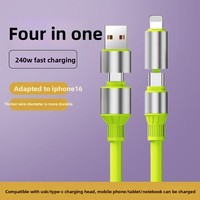 Câble de charge super rapide 240W 4 en 1 USB-A/Type-C/ pour téléphones mobiles, tablettes et ordinateurs