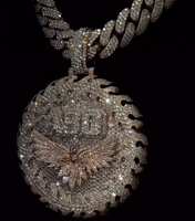 Pendentif Personnalisé de Luxe en Argent Fin 925, avec Logo Cercle 3D, Charms Moissanite et Diamant, Bijoux Hip Hop pour Hommes Rappeurs