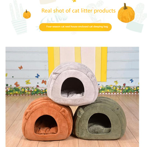 Fabriek Directe Verkoop Grensoverschrijdende Warme Japanse Cat & Kleine Dieren Winter Semi-Ingesloten Huisdierbeddoekmateriaal - Product Image 5