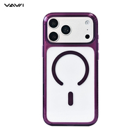 Coque de téléphone VAWI B559 avec support rotatif à 360°, coque arrière rigide transparente brillante en PC pour iPhone 17 18 Pro Max