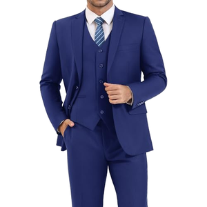 Giacca da Completo Uomo di Qualità Superiore Verde Scuro con Colletto alla Coreana Monopetto in Tessuto TR Taglie Forti <span class=keywords><strong>Blazer</strong></span> Set 3 Pezzi - Product Image 4