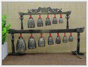 विस्तृत चीनी कॉपर मिश्र धातु नक्काशी 12 बेल ड्रैगन साधन झंकार - Product Image 2