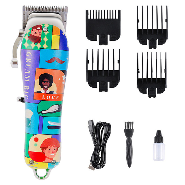 M7 New Cross-Border Electric Hair Clipper with Graffiti Oil Head Easy Push Salon & Home Use Plastic Handle