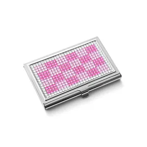 Manufacturer Simple Design Cheap Price Pink Custom Logo Metal Name Card Holder