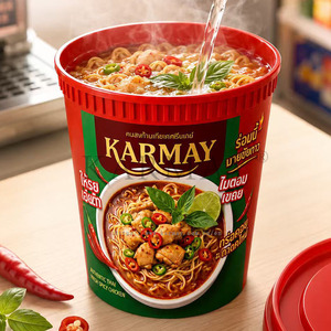บะหมี่กึ่งสำเร็จรูปคาร์เมย์ รสกุ้งไทย แมม่าหยัม ถ้วยพลาสติกพร้อมฝาปิด ถ้วย PP ทรงกลม 525 มล. พร้อมส้อม - Product Image 4