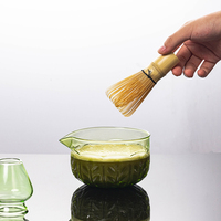 Bol à thé en verre Matcha de style japonais avec brosse en bambou Boîte cadeau écologique de qualité alimentaire pour usage domestique