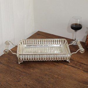 Vassoio Decorativo in Argento Stile Mediorientale - per Salotto, Tavolino da Caffè, Tè del Pomeriggio, Dessert, Caramelle e Torte - Product Image 3