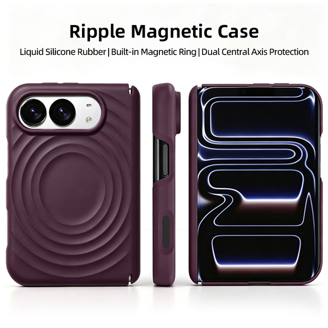 Liquid Silicone Phone Case for iPhone 18 Fold/Ultra Ripple Wave Design Mobile Phone Cover Soft Touch Case Shell Accessory
