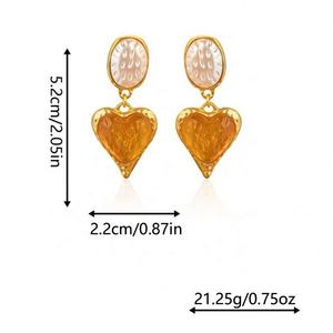 Boucles d'oreilles en alliage de cuivre plaqué or 18 carats avec zircon, forme ovale papillon plissé à l'aiguille, style antique, pour femme, mariage, tendance - Product Image 3