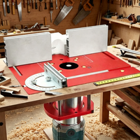 Kit de levage de routeur en aluminium de précision pour table de routeur avec guide de coupe réglable, jauge d'angle et poignée à manivelle, outil de travail du bois