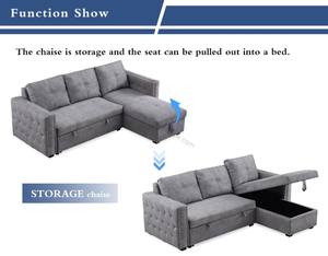 Sofá de esquina en forma de L de diseño moderno de Winforce, <span class=keywords><strong>chaise</strong></span> convertible con almacenamiento, sofá <span class=keywords><strong>cama</strong></span> con botones en el reposabrazos - Product Image 5