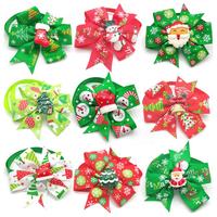 Nouveauté : Nœuds de col pour animaux de compagnie en polyester, motif Père Noël 3D personnalisé, couleurs variées, été et hiver