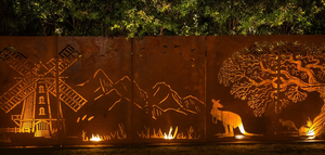 Laser Cut Steel Garden <b>Screen</b> 5 <b>Panel</b> Rustic Tree Design Decorative Fence Outdoor Art - Product Image 2