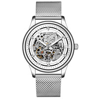 Montre homme personnalisée, entièrement automatique, mécanique, en alliage d'acier inoxydable, étanche 30M, décorative, lumineuse, grande taille, OEM