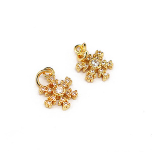 Breloques en forme de <span class=keywords><strong>flocon</strong></span> de neige, petits pendentifs en diamant, Micro pavé, remplissage en or, pour femmes, CZ8216 - Product Image 5