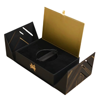 Coffret de parfum noir de luxe personnalisé, flacon échantillon réutilisable, boîte rigide en carton, fermeture magnétique, logo personnalisé, découpe laser, emballage