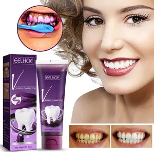 EELHOE 100% Natural Remove Tartar Yellow Stains For Teeth Whitening V34 Colour Corrector Purple Toothpaste