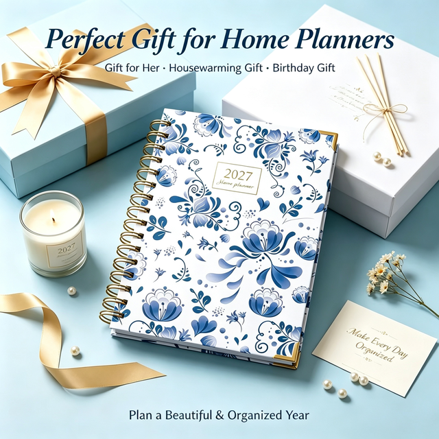 Luxury 2027 PVC/Fabric/Leather Hardcover Planner Diary Set Custom Loose-Leaf Spiral Bound Notebook Professional Pen Paper