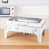Équipement de restaurant Plats à friture dorés Buffet traiteur Ensemble de chauffe-plats hydrauliques en acier inoxydable avec double poêle