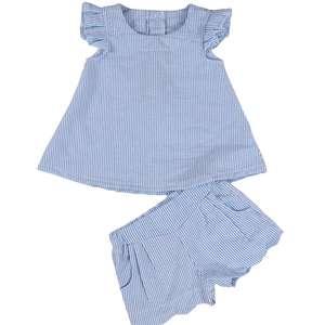 Nouvel ensemble de vêtements pour filles : débardeur à volants uni et short pour l'été - Product Image 2