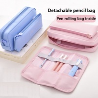 Trousse à crayons détachable Deli 66846 de haute qualité en nylon, avec petite trousse à roulettes multifonction pour stylos de bureau, idéale pour les étudiants, l'école et la maison