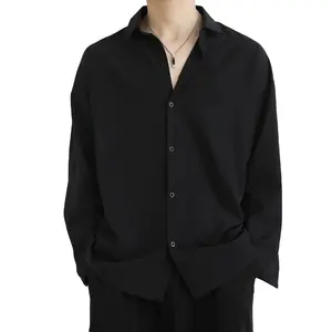 New Fashion Spring Solid Color Luxury Black Shirt Long Sleeve