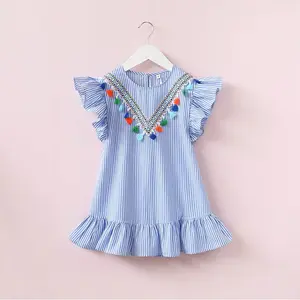 Vestido a cuadros con estampado de borlas para bebé, vestido de fiesta de princesa, ropa infantil para bebé recién nacido, ropa para niño