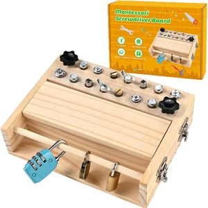 Set di Cacciaviti <span class=keywords><strong>Montessori</strong></span> con Serrature e Chiavi, Giocattolo Educativo Sensoriale <span class=keywords><strong>in</strong></span> <span class=keywords><strong>Legno</strong></span> Ecologico per Bambini e Prescolare - Product Image 1