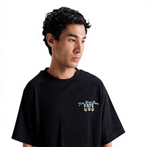 Camiseta Negra de Manga Corta para Hombre con Estampado de Letras en la Parte Delantera, Corte Regular, Diseño Casual de Cuello Redondo en Jersey de Algodón - Product Image 4