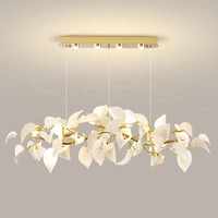 Lustre en céramique en gros pour salle à manger, villa, duplex, lampe décorative en forme de feuille et de branche d'arbre, suspension pour hôtel, bar, restaurant