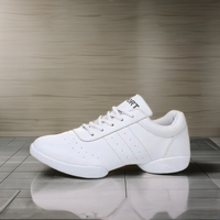 Chaussures de danse modernes pour femmes, en cuir microfibre blanc et noir, semelle extérieure en PU, pour la gymnastique, l'aérobic, la cheerleading