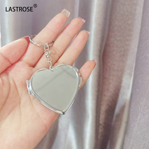 Bán Buôn Kim Loại Trái Tim Gương Móc Chìa Khóa Sliver Gương Đôi Bên Gương Nhãn Hiệu Riêng - Product Image 3