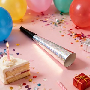 Corneta de fiesta metálica láser de 20 cm, dorada y plateada, para cumpleaños, Año Nuevo, celebraciones, recuerdos de fiesta. - Product Image 4