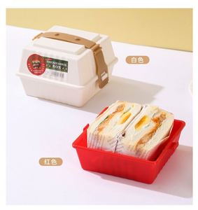 Portable Sandwich Container with Handle Buckle BPA-Free Hamburger Storage Box Leakproof On-the-Go <b>Lunch</b> Box - Product Image 4