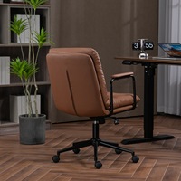 Chaise de bureau ergonomique moderne à vendre, fauteuil inclinable en cuir PU, roulettes pivotantes, hauteur réglable, dossier capitonné, accoudoirs fixes