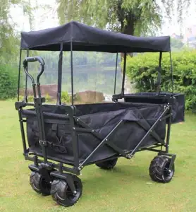 China Professional Supplier Customizable Outdoor 4 Wheel Folding Wagon Cart With Waterproof Ceiling