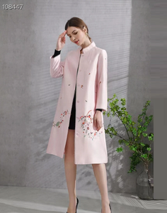 Cappotti lunghi XXL 2024 <span class=keywords><strong>primavera</strong></span> autunno inverno soprabiti da <span class=keywords><strong>donna</strong></span> ricamati di lusso con bottone lungo rosa nero rosso cappotto capispalla - Product Image 1