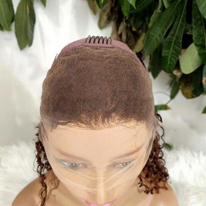 Parrucca Bob in <span class=keywords><strong>Capelli</strong></span> Umani Ricci Birmani Grezzi con Frontale in Pizzo 13x4 Marrone <span class=keywords><strong>Chiaro</strong></span>, Completamente in Pizzo, per Uso Quotidiano e Styling - Product Image 5