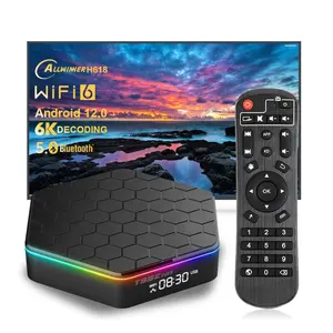 In Stock T95zplus RGB Light Smart TV Box Allwinner H618 WiFi6 T95z Plus Android 12 6K 4GB 64GB TV Box