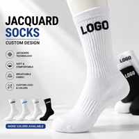 Chaussettes de sport mi-mollet en coton doux jacquard avec logo personnalisé, respirantes, style streetwear, service OEM ODM, motif personnalisé, pour hommes, décontractées