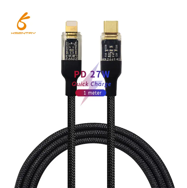 Certified 9V 3A 27W 5 Core Al-Foli PPS 1m Original PD Type C To Lightning Mobile Phone Fast Charging Cable For Iphone