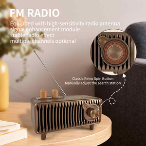Haut-parleur sans fil rétro T7, design vintage en bois de noyer, <span class=keywords><strong>radio</strong></span> <span class=keywords><strong>FM</strong></span> 20W avec cadran rotatif, lecture USB/TF/Aux - Product Image 2