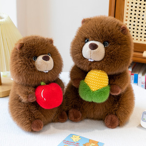 Peluche Marmottone Gluttonoso con Mais e Mela, Animale in Peluche Corto, Simpatico Regalo di Compleanno per Bambini - Product Image 2