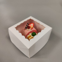 Boîte à gâteau au fromage en papier kraft et carton blanc imprimés personnalisés avec fenêtre en PVC et poignée pour l'emballage de gâteau d'anniversaire