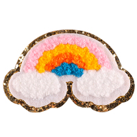 Patchs brodés en chenille à paillettes personnalisés, grands, thermocollants, style preppy, yeux d'étoile, sequins, rose indien, patchs mascotte en chenille